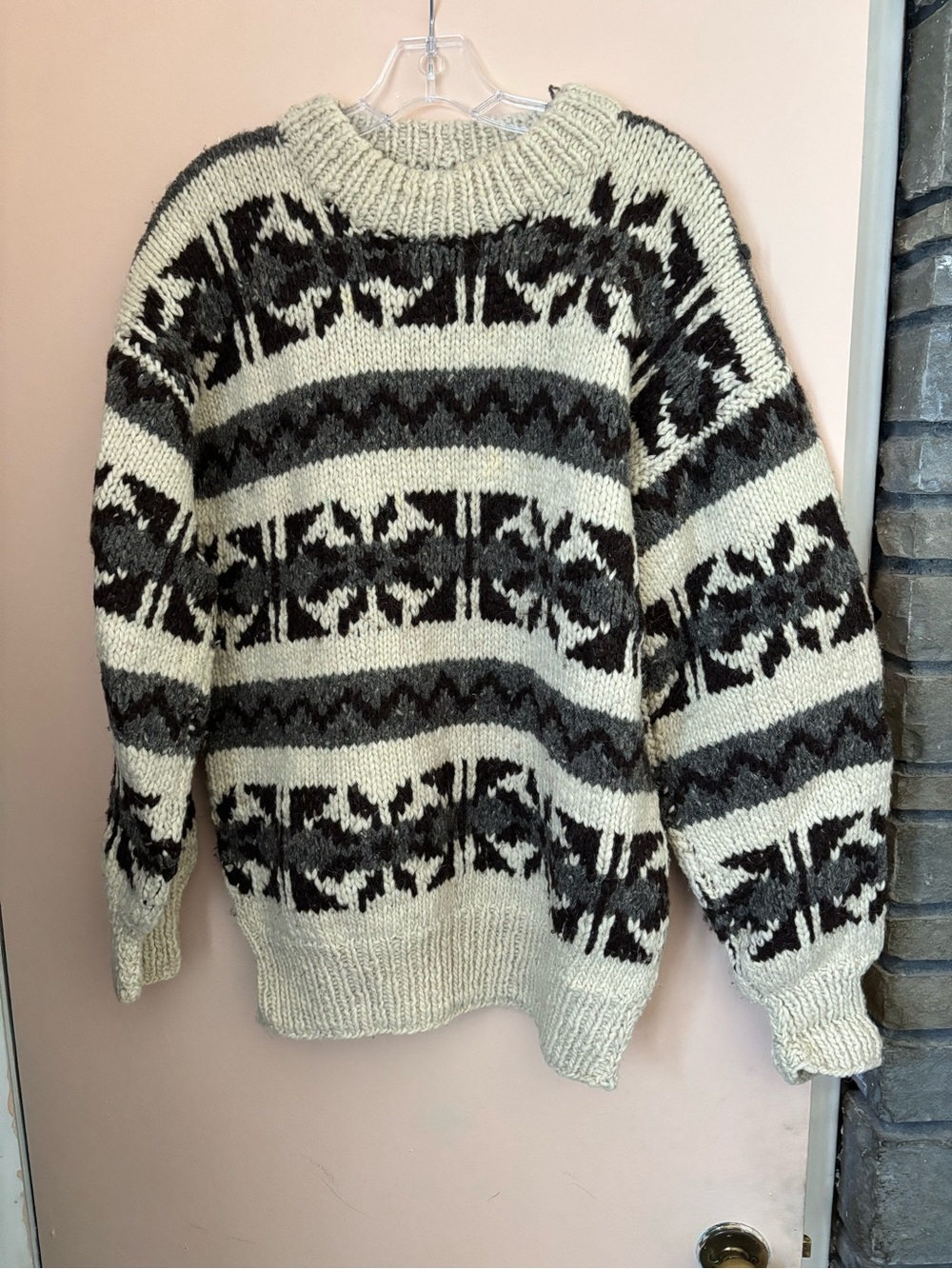 Women’s Chunky Fair Isle Sweater - Ivory & Charcoal